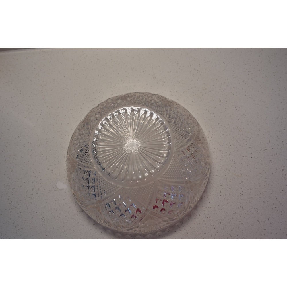 Crystal Starburst Glass Bowl Cut Clear Serving  Bowl Centerpiece‎ Decor - Picture 9 of 9